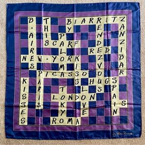 NEW Large Paloma Picasso Silk Scarf Crossword Puzzle